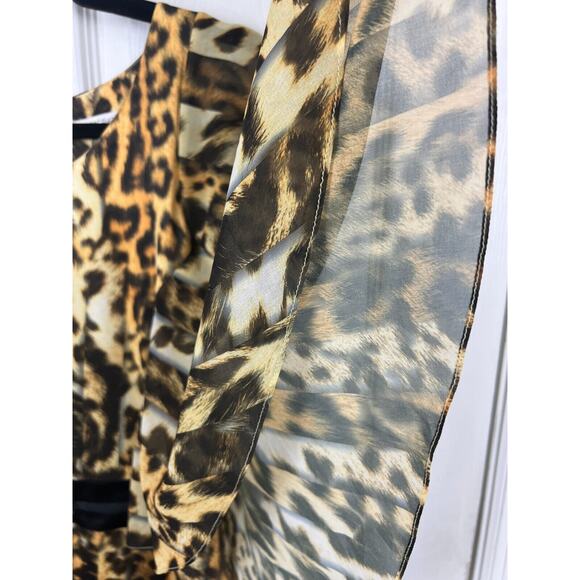 LASAGRADA Leopard Animal Print Flutter Sleeve Belted Pleated Dress EU 44 US 8 - Picture 3 of 12